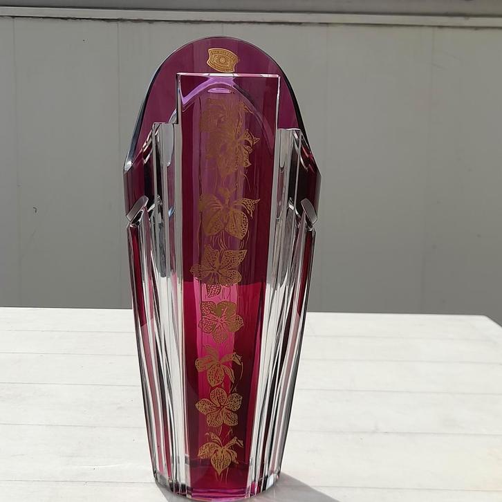 Rare vase Val saint lambert décor en or . Signé et numéroté, Antiquités & Art, Antiquités | Verre & Cristal, Enlèvement