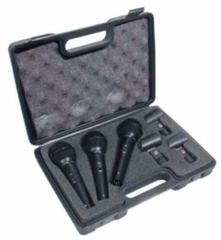 SoundLAB-G148K 3 Dynamische metalen microfoons in koffer, Muziek en Instrumenten, Microfoons, Nieuw, Overige typen, Ophalen of Verzenden