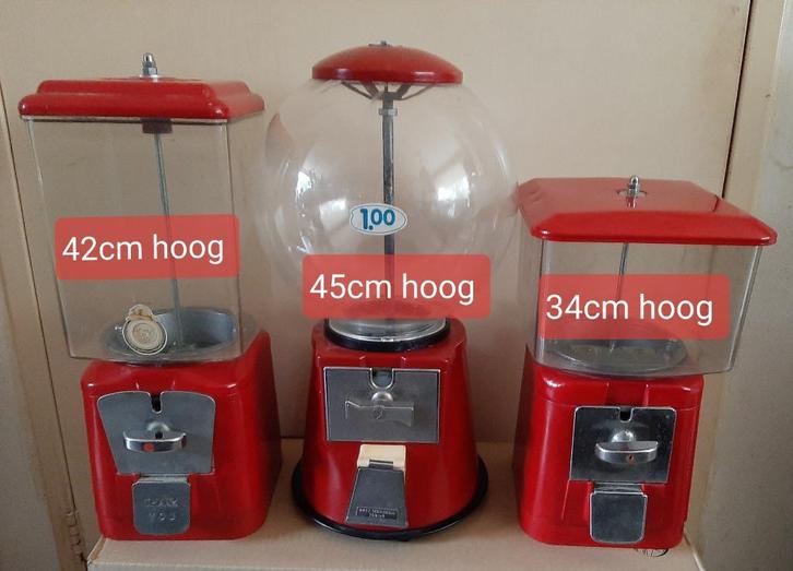 3 stuks ijzere pinda/kauwgombal automaten, Verzamelen, Automaten | Overige, Gebruikt, Ophalen