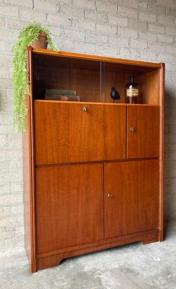 Retro vintage mid-century secretaire,high-board,vitrinekast
