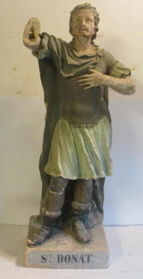 zeldzaam antiek terra cotta heiligenbeeld St Donatius 19eeuw, Antiek en Kunst, Antiek | Religieuze voorwerpen, Ophalen