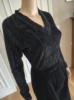 vintage rib floeren body blouse truitje, Kleding | Dames, Maat 38/40 (M), Zwart, Ophalen of Verzenden, Zo goed als nieuw