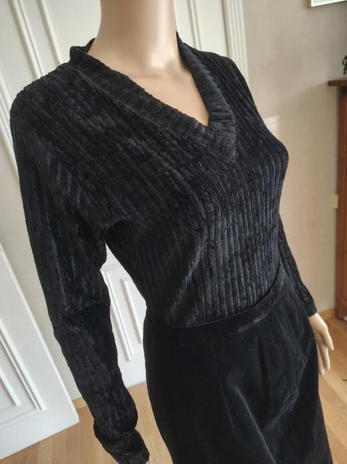 vintage rib floeren body blouse truitje, Kleding | Dames, Blouses en Tunieken, Zo goed als nieuw, Maat 38/40 (M), Zwart, Ophalen of Verzenden