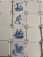 Vintage Delfts blauw tegels 225 stuks, Ophalen, Gebruikt, Minder dan 20 cm, Minder dan 20 cm