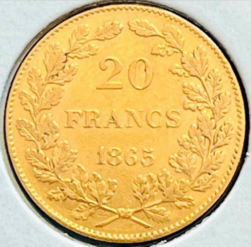 Munt 20 frank voor Leopold I 1865, Postzegels en Munten, Munten | België, Goud, Ophalen of Verzenden