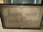 cadre ancien avec texte "love soit jesus christ", Antiquités & Art, Antiquités | Objets religieux, Enlèvement ou Envoi