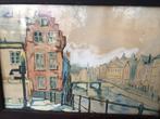 Waterverf/papier achter glas-afmeting: 60x46 cm -zware Kader, Ophalen