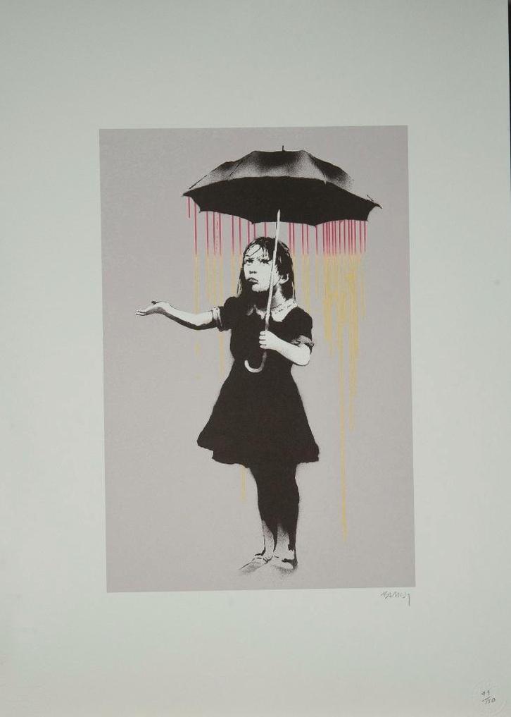 Banksy - NOLA Girl With Umbrella, Antiek en Kunst, Kunst | Litho's en Zeefdrukken, Ophalen of Verzenden