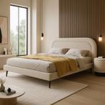 Tweepersoonsbed wit teddystof - 180x200, Huis en Inrichting, Ophalen, Beige, 180 cm, 200 cm
