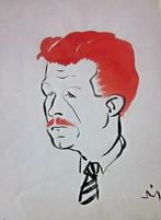 Reggiani Dessin original portrait homme 1950 signé, Antiquités & Art, Enlèvement ou Envoi