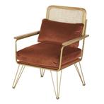 Eekhoornbruine fluwelen fauteuils - stoelen, Maison & Meubles, Fauteuils, Tissus, Enlèvement, Moins de 75 cm, 50 à 75 cm