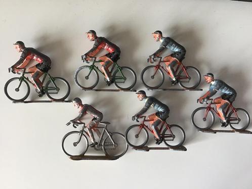 6 anciens pilotes cyclistes miniatures en métal, Antiquités & Art, Curiosités & Brocante, Enlèvement ou Envoi
