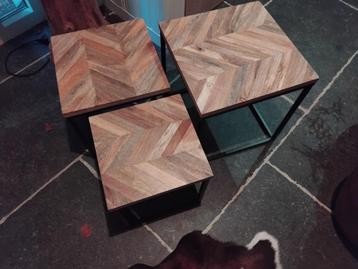 salontafelset 3 delig visgraat teakhout Nieuw! beschikbaar voor biedingen