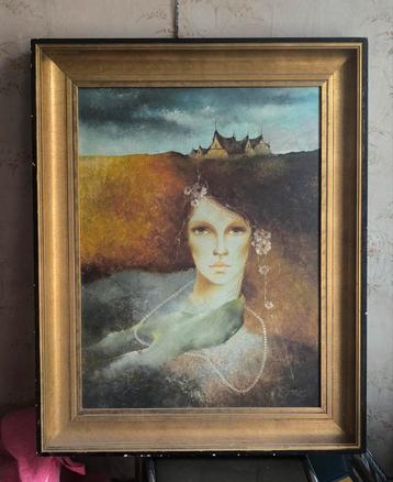 Tableau de femme signé  beschikbaar voor biedingen