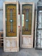 Set antieke houten deuren met glas-in-lood +smeedijzeren hek, Doe-het-zelf en Bouw, Deuren en Vliegenramen, Ophalen, Gebruikt