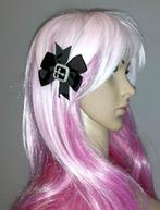 haarspeld gothic lolita strik zwart met zilver kruis, Verzenden, Nieuw, Haarspeld