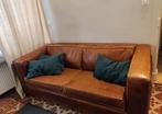 Canapé cuir convertible cognac, Huis en Inrichting, Ophalen, Gebruikt, Vintage, Driepersoons