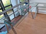 Design glazen vintage hoekbureau bureau 75Hx75Dx215Lx175B, Huis en Inrichting, Ophalen, Zo goed als nieuw, Bureau