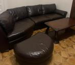 Canapé en cuir + table basse, Maison & Meubles, Canapés | Coins salons complets, Enlèvement, Utilisé, Bois