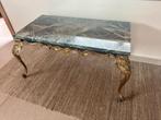 Vintage koffietafel van messing en groene marmer, Ophalen