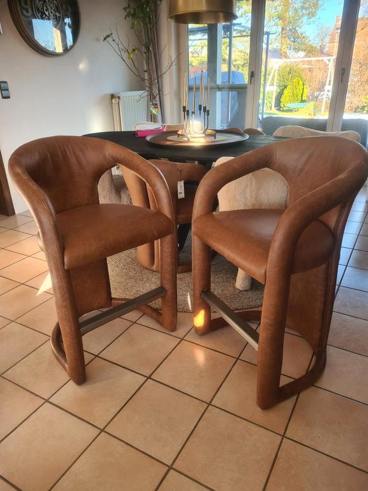 Barkruk design 2 stuks Leather Nieuw!, Huis en Inrichting, Barkrukken, Nieuw, 90 cm of meer, Leer, 2 krukken, Met voetsteun, Ophalen
