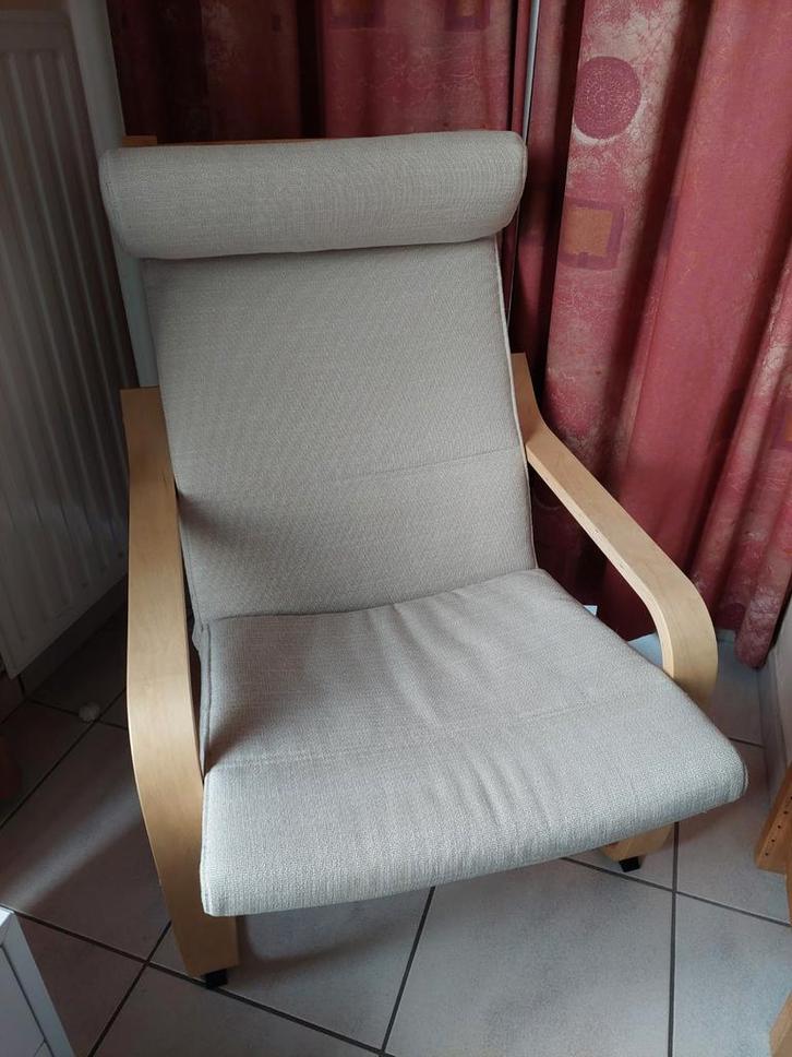 Ikea Poäng zetel, Huis en Inrichting, Fauteuils, Zo goed als nieuw, Hout, Stof, Ophalen
