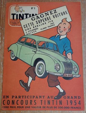 Journal Tintin 8 de 1954 Couverture Concours Tintin Hergé