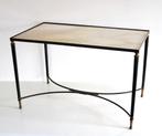 Vintage salontafel 1950 - Art Deco glas marmer look messing, Antiek en Kunst, Ophalen