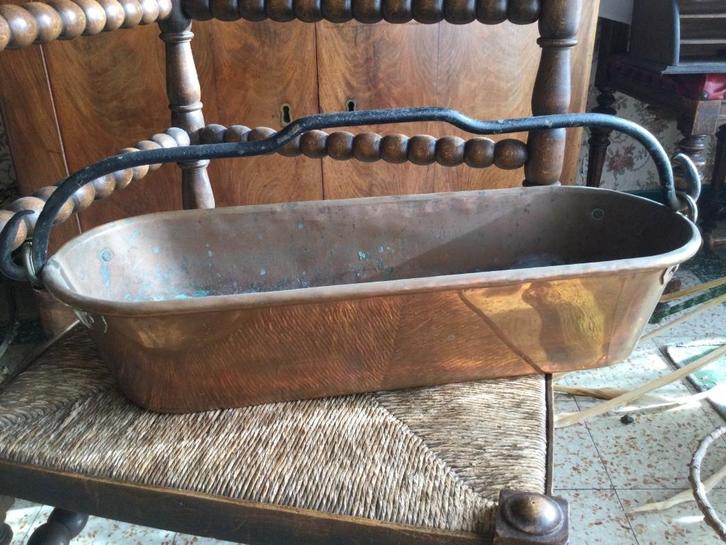 Ancienne poissonnière en cuivre XIXe, Antiquités & Art, Antiquités | Bronze & Cuivre, Cuivre, Enlèvement ou Envoi