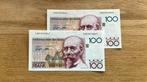 2x 100 francs Beyaert - oplopende nummers - gratis verzenden, Ophalen of Verzenden, Setje
