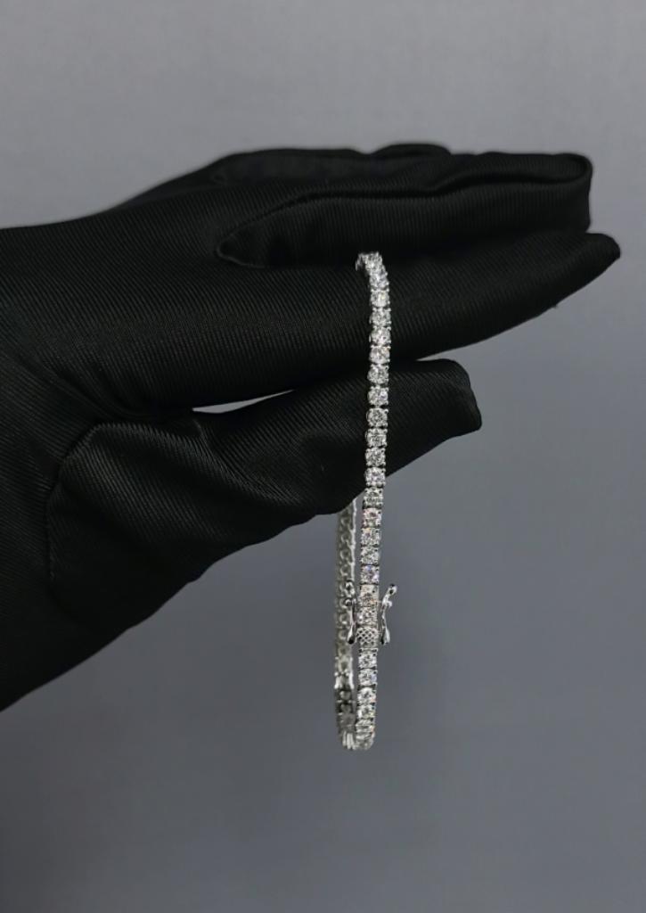 Diamanten Tennis Armband - Lab-Grown - 19.05 cm - 6.2 Karaat, Handtassen en Accessoires, Armbanden, Nieuw, Zilver, Grijs, Met edelsteen