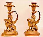 Deux chandeliers anciens en bronze du XIXe siècle., Antiquités & Art, Antiquités | Bronze & Cuivre, Enlèvement ou Envoi