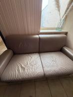 2 zit leren zetel beige, Huis en Inrichting, Ophalen, Zo goed als nieuw