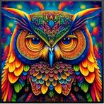 Peinture au diamant Hibou multicolore 30x30cm (rond), Envoi, Neuf, Bricolage