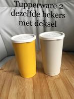 Tupperware 2 dezelfde formaat van bekers met deksel 7 foto's, Verzenden, Zo goed als nieuw, Crème, Beker of Kan
