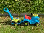 Ecoiffier tractor met aanhangwagen en grasmaaier, Kinderen en Baby's, Speelgoed | Buiten | Skelters, Ophalen, Zo goed als nieuw