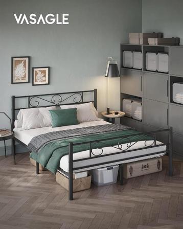 VASAGLE Double Bed, Double Bed, Metal, Suitable for Mattress beschikbaar voor biedingen