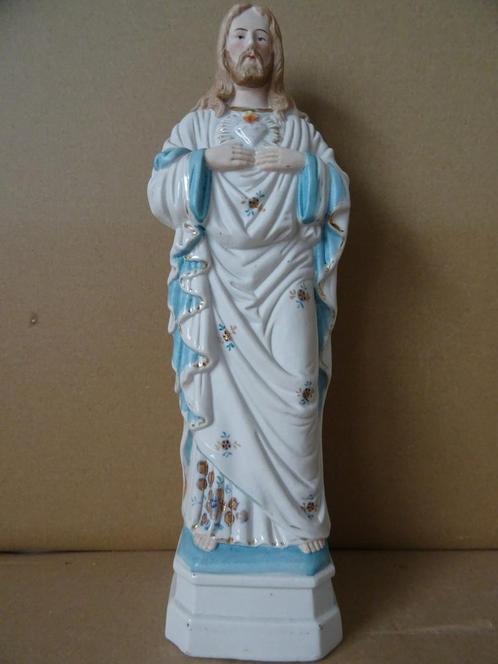 Antiek Jezusbeeld porseleinen Jezusbeeld Heilig Hart 30cm, Antiek en Kunst, Antiek | Religieuze voorwerpen, Ophalen of Verzenden