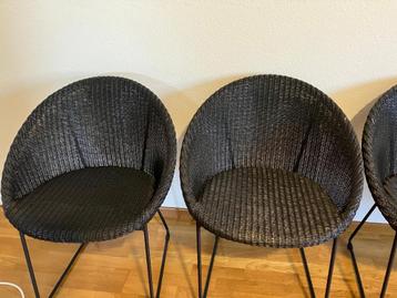 6 Rotan stoelen, Ophalen, Gebruikt, Zwart, Riet of Rotan