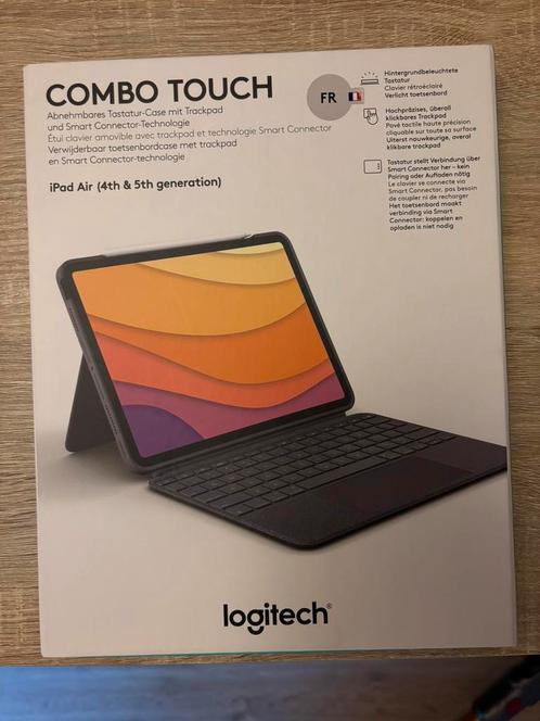 Logitech combo touch ipad air - AZERTY, Computers en Software, Tablet-hoezen, Zo goed als nieuw, Bescherming voor- en achterkant