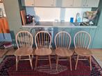 Vier massief houten Windsor-stoelen, Huis en Inrichting, Stoelen, Ophalen, Gebruikt, Vier, Scandinave, Mid-century