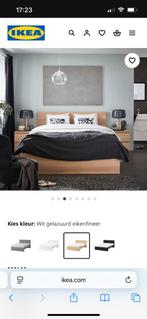 Slaapkamer eik - bed 160x200, 2 nachtkastjes, blok 6 laden, Huis en Inrichting, Slaapkamer | Bedden, Ophalen, Gebruikt, Bruin