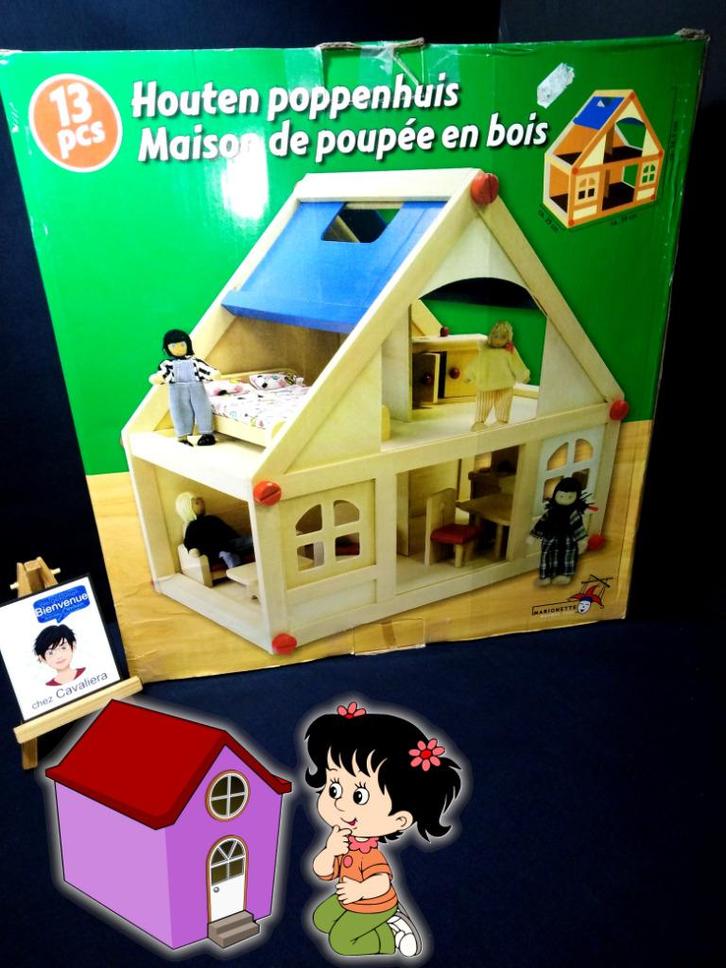 Maison de poupées en bois 13 éléments Neuf, Enfants & Bébés, Jouets | Maisons de poupées, Neuf, Maison de poupées, Enlèvement ou Envoi