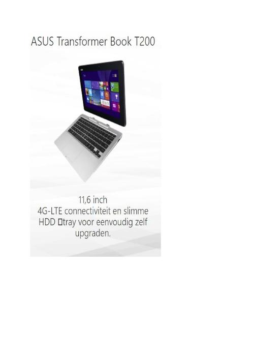 Asus T200T, Informatique & Logiciels, Chromebooks, Comme neuf, 12 pouces, 4 GB ou moins, 32 GB ou moins, Azerty, Écran tactile