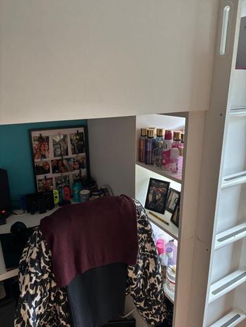 Lit Mezzanine blanc avec bureau, Enlèvement, Utilisé, Une personne, Lit mezzanine