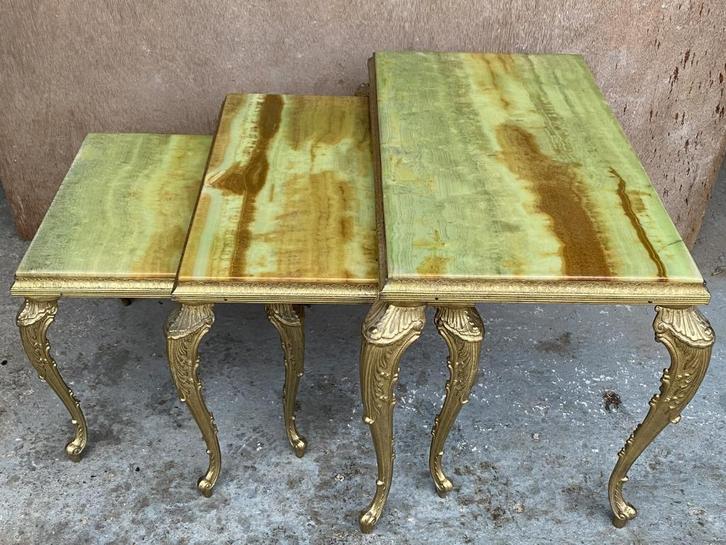 Set van 3 bijzettafeltjes, Antiek en Kunst, Antiek | Meubels | Stoelen en Sofa's, Ophalen