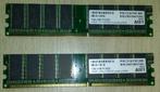 Apacer 2 x 1 GB DDR-RAM 184-pin PC-3200U, 2 GB, DDR, Desktop, Ophalen of Verzenden