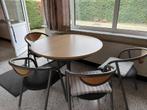 Tafel (rond uitklapbaar naar ovaal) en 4 stoelen, Ophalen, Gebruikt, Rond, Overige houtsoorten