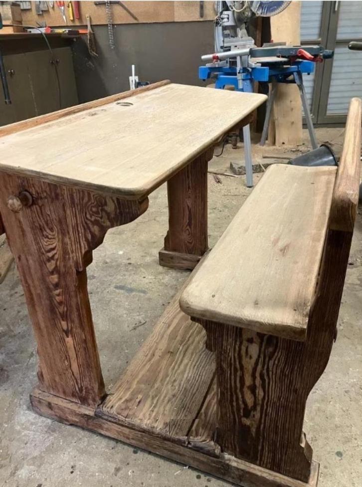 Schoolbank, vintage, antiek, mooie patina!, Antiek en Kunst, Antiek | Meubels | Stoelen en Sofa's, Ophalen