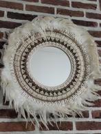 ronde spiegel met schelpen veren ibiza bohemian boho stijl, Huis en Inrichting, Gebruikt, Rond, Ophalen of Verzenden, Minder dan 100 cm